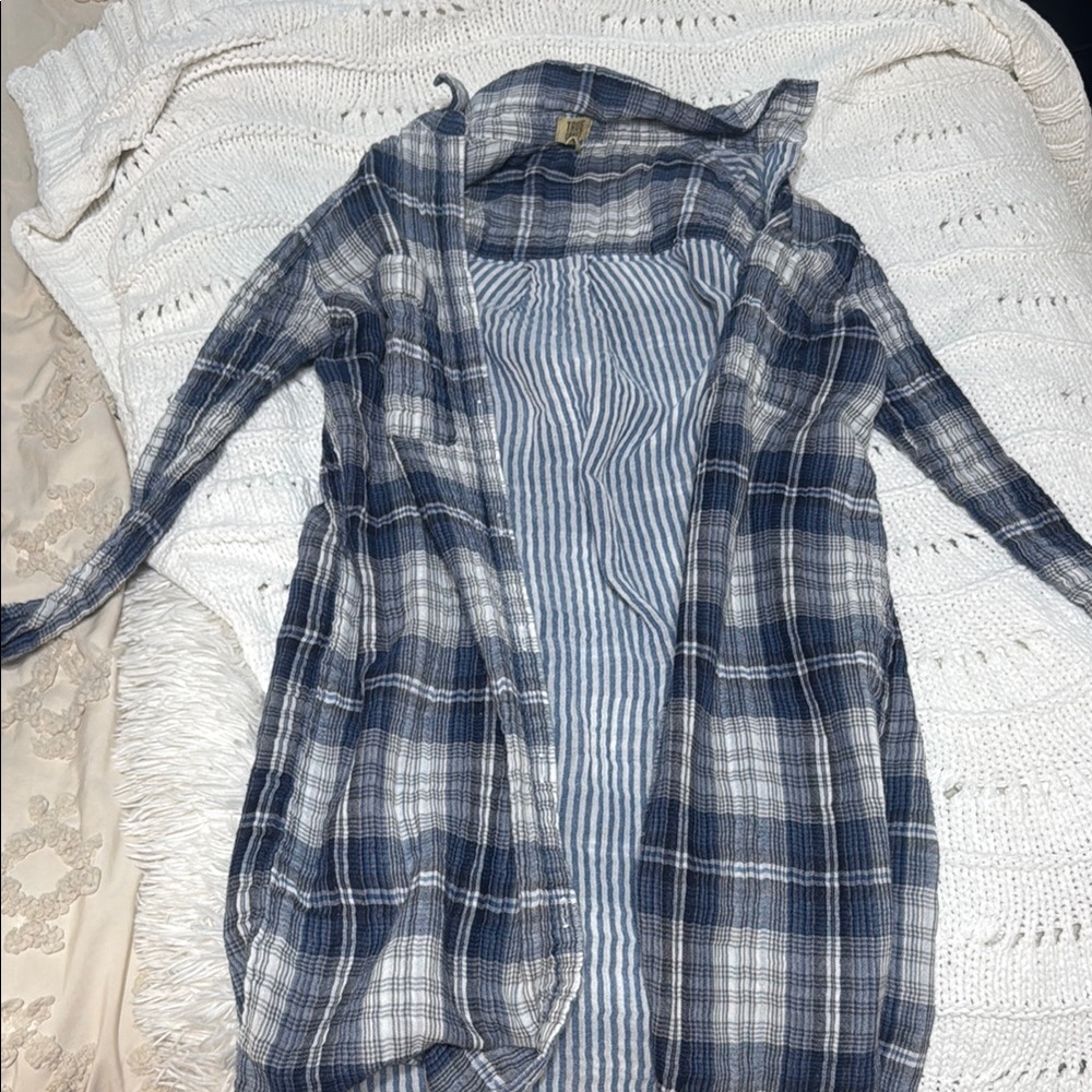 True Craft Blue and White Knit Cardigan